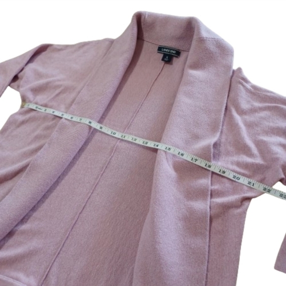 Lands' End Soft Pastel Pink Shawl Collar Cardigan Sweater Top - Picture 5 of 7
